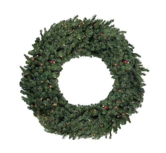 8ft. Pre-Lit Canadian Pine Commercial Size Christmas Wreath, Multicolor Lights